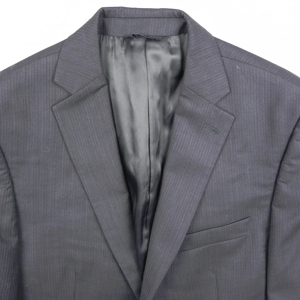 Marc Anthony Suit Jacket Mens 40L Black Pinstripe 100% Wool 2 Button Blazer Coat